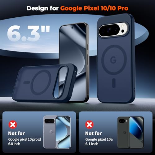 Image of SUPFINE Magnetic for Google Pixel 10 Pro Case /Pixel 10 Case with Screen Protector, (Built-in Magnets) ((Military Grade Drop Protection) Slim Translucent Shockproof Phone Case,Sapphire Blue