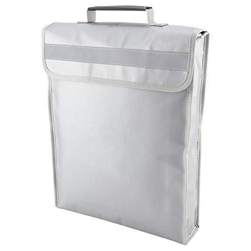 Asixx Bolsa ignífuga, Bolsa de Dinero Impermeable de Tela de Fibra de Vidrio de Silicona líquida 1pc, Mango Fuerte Resistente al Calor de Gran tamaño para Documentos de Almacenamiento Libros, etc.