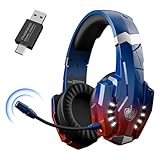 PHOINIKAS 2.4GHz Wireless Gaming Headset for PS5, PS4, PC, Switch, Gaming Over Ear Wireless Headphones with Noise Canceling Mic, 7.1 Stereo Sound, 40+Hr Battery -Dazzle Blue