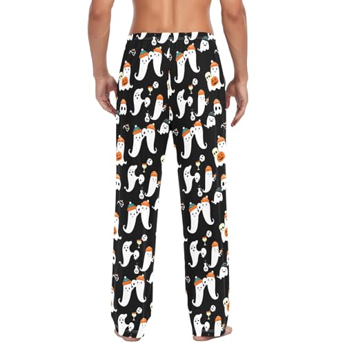 Cute Spirits Wearing A Hat Men's Cotton Pajama Pants with Pockets and Drawstring Comfortable and Stylish,S3