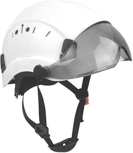 Miniatura 6 de Casco de seguridad Bule con orejeras de visera, casco de ABS ajustable para construcción, protección para la cabeza, audición