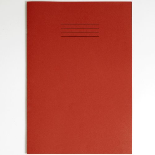 Rhino A4 Exercise Books, 48 Page / 8mm Lined with Margin Paper Notebook, 10 Pack, Office & School Stationery Supplies, Red - Image 2