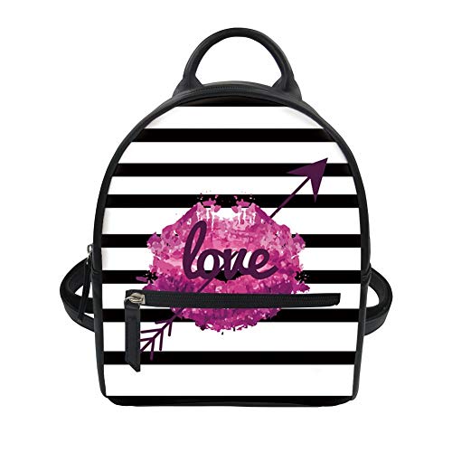 Mini Mochila de Piel para Mujer  con Estampado de Labios