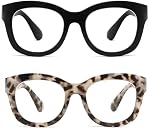 Oversized Reading Glasses Women Men, Oprah Style Large Thick Frame Readers 2 Pack