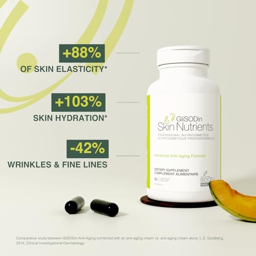 Image of GliSODin Anti-Aging - Skin Supplements Formulated with Moisturizing Ingredients - Clinically Proven to Help Achieve More Radiant Skin and to Improve The Appearance of Wrinkles - 90 Capsules