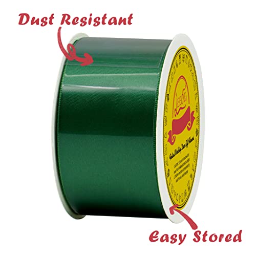 Image of Double Face Forest Green Satin Ribbon 2 inch X 25 Yards Polyester Forest Green Ribbon for Gift Wrapping Very Suitable for Weddings Party Hair Bow Invitation Decorations and More