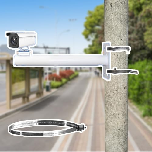 Support camera exterieur long 0.5m anti angle mort pour poteau de videosurveillance