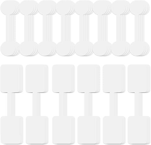 Etiquetas de precio de joyería de 2 estilos, 400 calcomanías de joyería en blanco, etiqueta de identificación de precio de joyería blanca, etiqueta