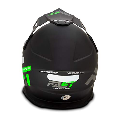 Capacete Motocross Fast 788 Solid Preto/Verde 56