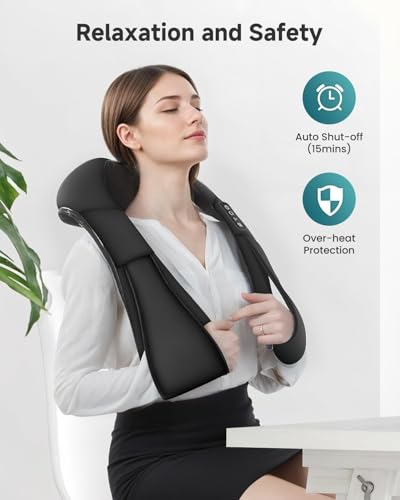 Image of Snailax Shiatsu Back Neck Massager with Heat, Neck Shoulder Massager, Deep Kneading Massager Gifts for Mom, Dad, Mothers Day,Gifts Presents for Her,Him