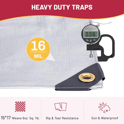 Plimook PMK-004 Tarp 10X20Ft, 16 Mil Heavy Duty Large Tarps thumb #4