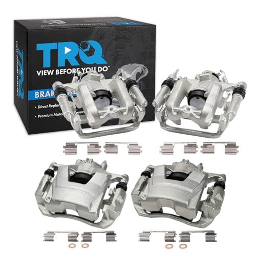 Image of TRQ Front and Rear Brake Caliper Set Zinc Coated Brackets Hardware Compatible with 2011-2015 Chevrolet Cruze 2016 Cruze Limited