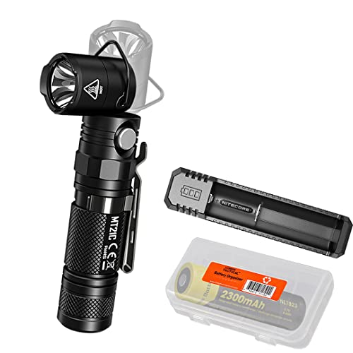 Nitecore MT21C 1000 Lumen 90 Degree Tiltable Head Multifunction LED Flashlight with Smart Charger Set and LumenTac Organizer