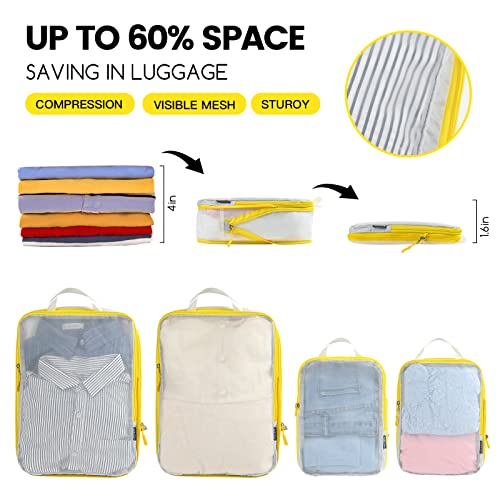 Pfeyrpk Premium Compression Packing Cubes With See Through Mesh For Suitcases thumb #2