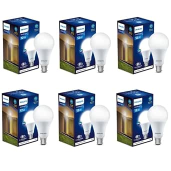 Philips B22 Base 12-Watt LED Bulb (Crystal White, Pack of 6)