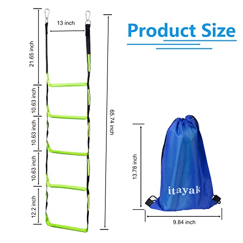 Itayak Boat Rope Ladder, 5 Step Boat Ladder, Foldable Assist Boarding Outdoor Climbing Rope Ladder For Inflatable Boat, Pontoon Boat, Sailboat, Kayak, Motorboat, Canoeing #TOP1