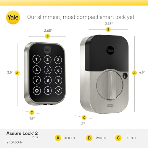 Image of Yale Assure Lock 2 Plus Apple Home Keys, Black Suede Keyless Entry Door Lock with Wi-Fi Connected Touchscreen Keypad for Code Entry, YRD450-N-CB1-BSP