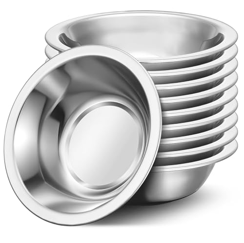 Xygobla 12 Pack Stainless Steel Mixing Bowls 18CM Wide Round Soy Food Dipping Bowls Medium Dish Snacks Bowl Metal Prep Bowl Multipurpose Soup Basin for Baking Cooking Serving Dishwasher Safe