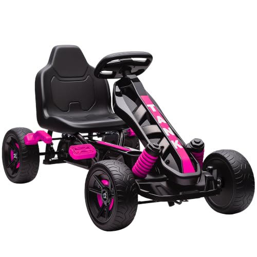 AIYAPLAY Kart à Pédales pour Enfants avec Roue Libre Frein 3 à 6 Ans Rose
