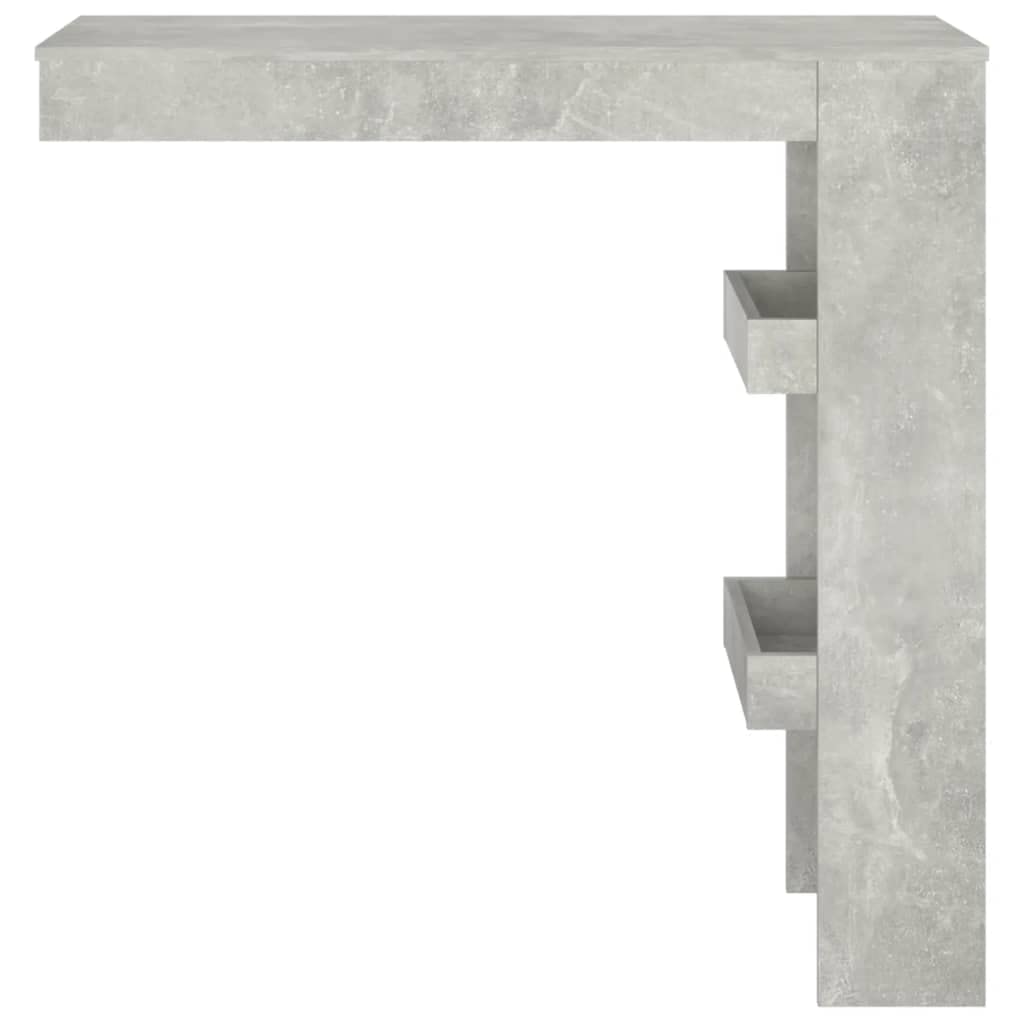 Ścienny stół barowy, szary betonowy, 102 x 45 x 103,5 cm, materiał drewnopochodny z 2 schowkami – stylowy stół dla gości i wytrzymały stół do salonu na napoje i akcesoria barowe