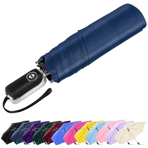 Lejorain Mini Compact Flat Umbrella - Auto Open Close Collapsible Portable Umbrellas Wind Resistant Small Umbrella for Travel Size