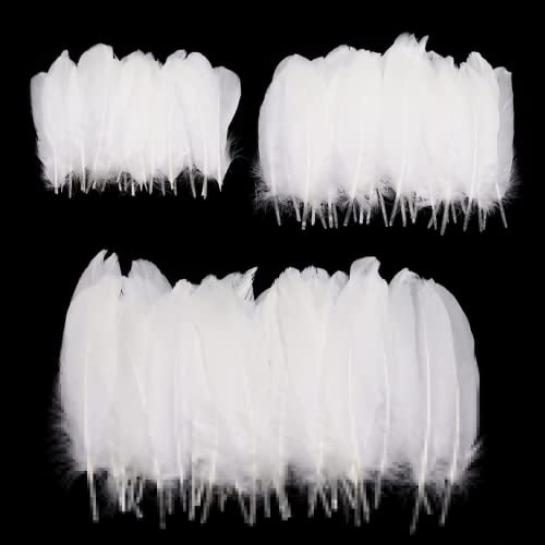 Feather for Crafts 250 Pcs White Feathers Natural Goose Feathers for DIY Dream Catchers/Earrings/Wedding Party Decorations (3 Sizes)