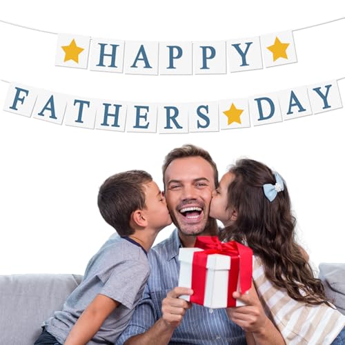 iwiio Fathers Day Banner for Fathers Day Decorations Happy Fathers Day Bunting for Daddy Gifts from Daughter Son for Photo Backdrop Dad Birthday Gifts Party Hanging Decor