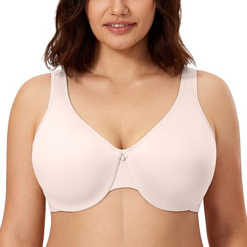 Image of CALVENA Women's Full Coverage Minimizer Bra | Plus Size, Underwire Support, Seamless Smooth Cups, U-Back