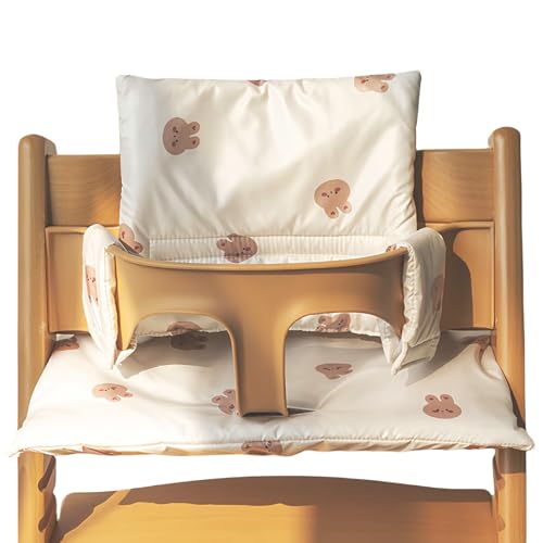 WANDGU 2 piezas Funda Trona Universal: Funda Cojín para Trona Stokke Asiento para Bebés y Niños Pequeños, Cojín de Asiento para Trona Stokke Tripp Trapp Fáciles de Limpiar, Blanca