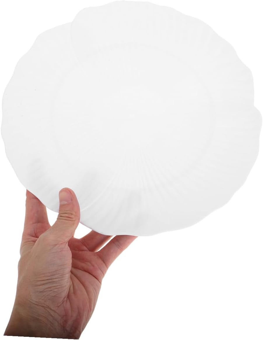 KICHOUSE Unbreakable White Dinner Plates Reusable Plastic Dishware for Parties Appetizers and Desserts Versatile Flower-shaped Serving Tray for Home and Restaurant Use