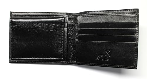 Bass Fishing Embossed Leather Bifold Wallet - Black RFID Safe4