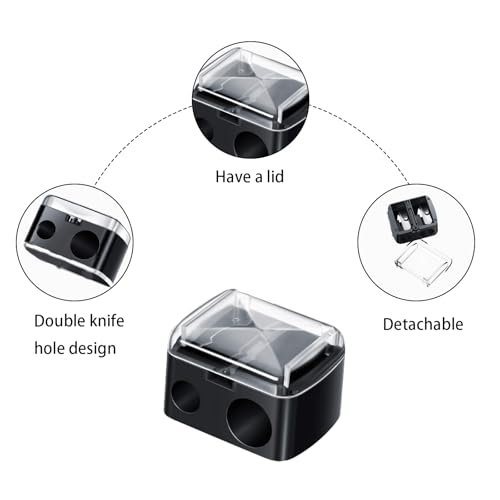 2 PCS fKiZanthene Eyeliner Sharpener, 2-Hole Makeup Sharpener, Compact Eyebrow Pencil Sharpener for All Almost Sizes, Eyeliner, Lip Liner & More, Easy to Clean(Black) - Image 4