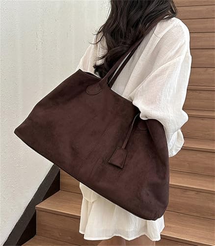 Suede Shoulder Bag Women Retro Purse Large Capacity Hobo Tote Handbag Satchel Bags3