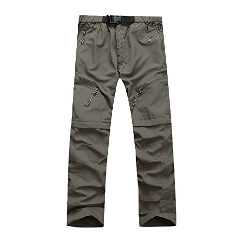 Pantaloni cargo da uomo, pantaloni casual staccabili, con tasche multiple e cintura, in tinta unita, leggeri, traspiranti, convertibili, per escursioni all'aperto, safari, cachi, XL