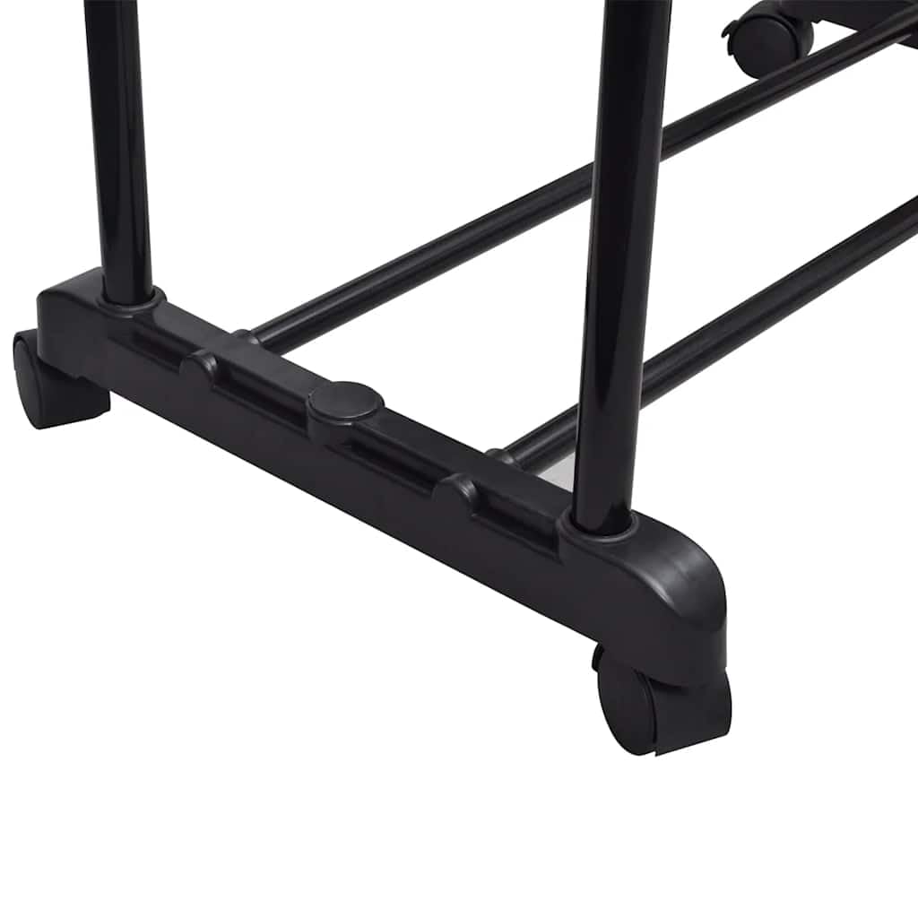 Verstellbarer Kleiderständer aus Edelstahl mit 4 Rollen, 2 ausziehbaren Kleiderstangen bis 150 cm, höhenverstellbar 108-170 cm, rollbar und klappbar