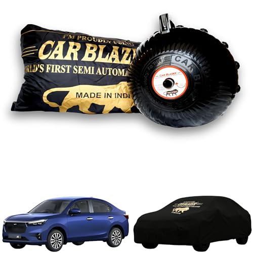 Image of CARBLAZER Portable & Semi-Automatic Full Body Car Covers: Heavy Duty Device| Anti-Theft| Dust & Scratch Proof | Water & Wind Resistant|Custom Fit| Dual-Side Cover, Compatible for Honda Amaze