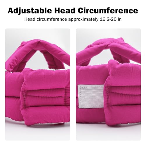 Image of Baby Head Protector Baby Helmet for Crawling Walking, No Bumps Safety Head Adjustable Protective Cap for Walking, Playing (Rose Red)