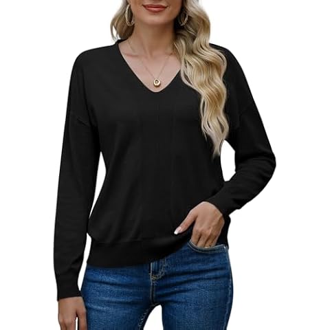 PrinStory Women's V-Neck Long Sleeve Jumper Cover