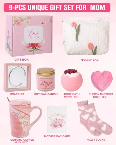 Gifts for Mom, Mother's Day Gift Basket for Mom - 9pcs Luxury Spa & Self-Care Set - Perfect Birthday, Valentine's Day, Christmas Gifts for Mom from Daughter, Son, Husband - Image 3