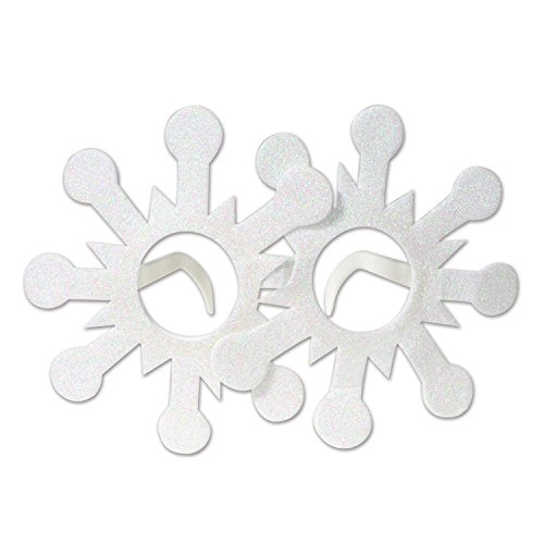 Beistle Glitter White Snowflake Costume Glasses, Holiday Eyewear for Christmas Parties, Fun Winter Occasions, Parades & Xmas Day Gatherings, One Size