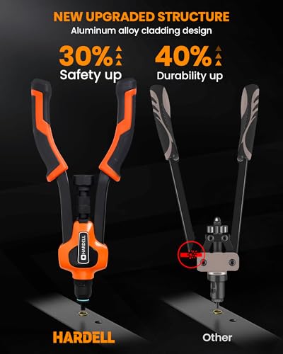 HARDELL 14" Kit d'outils pour les écrous, outil de rivet à la main avec 80Pcs Noix de rivet et 6 Métrique & Mandrels de pouce M6 M8 M10, 1/4-20, 5/16-18, 3/8-16 et cas de portage à roues
