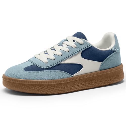 Vilanva Women's Fashion Sneakers Casual Tennis Shoes with Genuine Suede