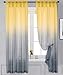 Yancorp Bedroom Curtains 63 inch Length Sheer Curtain Linen Yellow Grey Ombre Rod Pocket Drapes for Girls Living Room Mermaid Bedroom Nursery Kids Window Decor, 1 Panel(Yellow Grey, 40