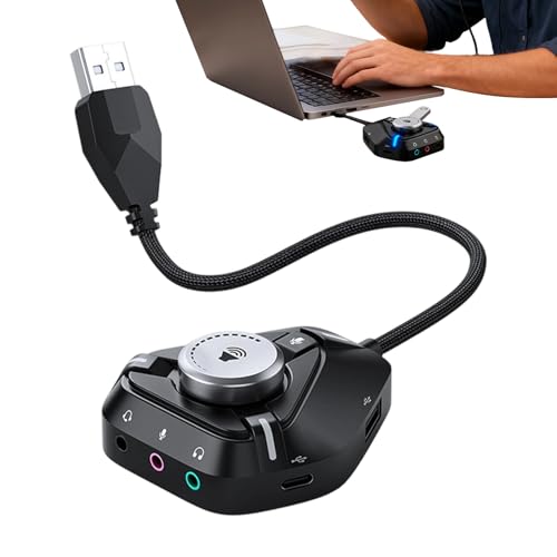 Interfaz de audio USB para PC, divisor portátil tipo C de 3,5