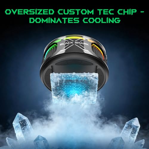 Image of Black Shark Magnetic Phone Cooler 6 Pro - Smart Display, Magnetic Ring Plate, Addressable RGB LEDs, App-Controlled Cooling Fan for iPhone MagSafe, Android & iPad - Gaming, Streaming & Photography