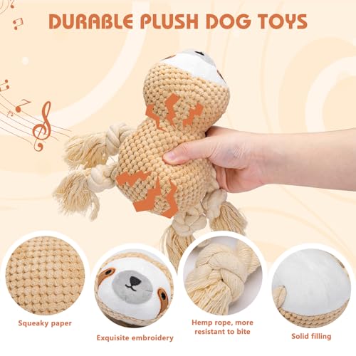 Nobleza Hundespielzeug, Plüschhundespielzeug, Quietschende Hundespielzeuge mit Knitterpapier, süßes Tauziehen Hundekauspielzeug für Welpen, kleine, mittlere, große Hunde, (Faultier)