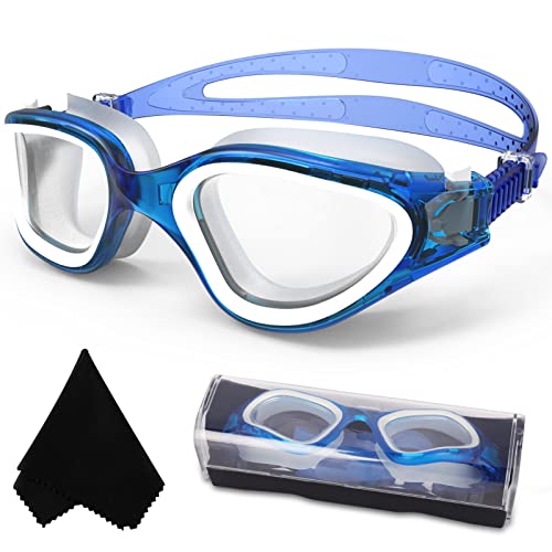 WIN.MAX Polarized Swimming Goggles Swim Pool Goggles Anti Fog Anti UV No Leakage Clear Vision for Men Women Adults Teenagers Blue/Non-polarized Clear