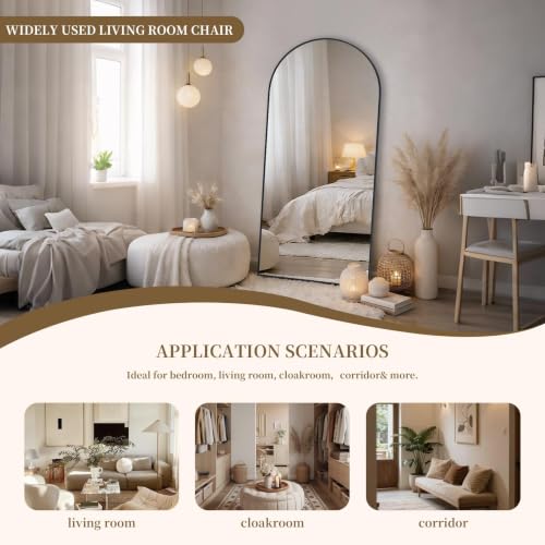 Image of 76 inchx35 inch Floor Mirror Full Length Arched Full Length Mirror Black