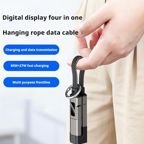 Image of Wefly 4-in-1 Keychain Cable 65W PD3.1 Fast Charge 40Gbps Data Transfer Digital Display 0.2m Portable for IOS /Phone /Laptop /Smartphone