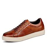 Muster: Uni NOD Azzurro 5411-18130 Herren Glattleder Uni ohne Absatz Schnürschuhe Sneaker Low, Groesse 42, Cognac
